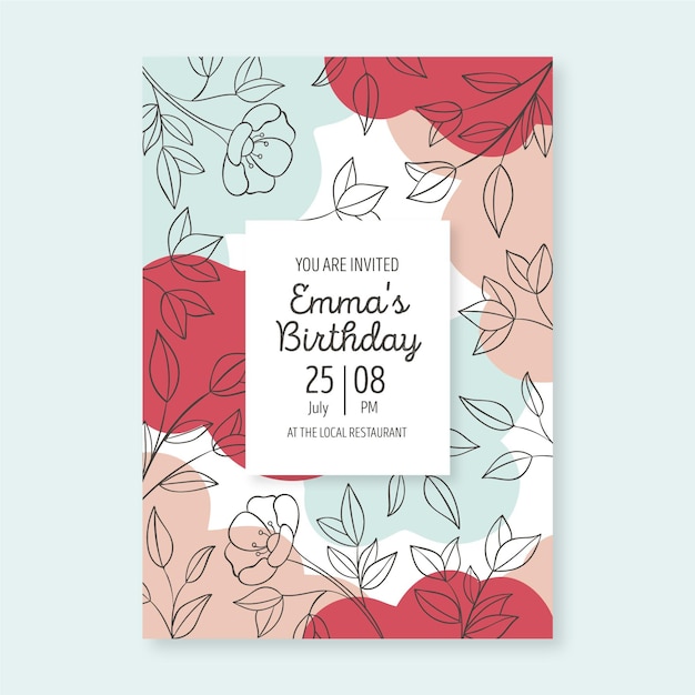 Free vector floral birthday invitation template