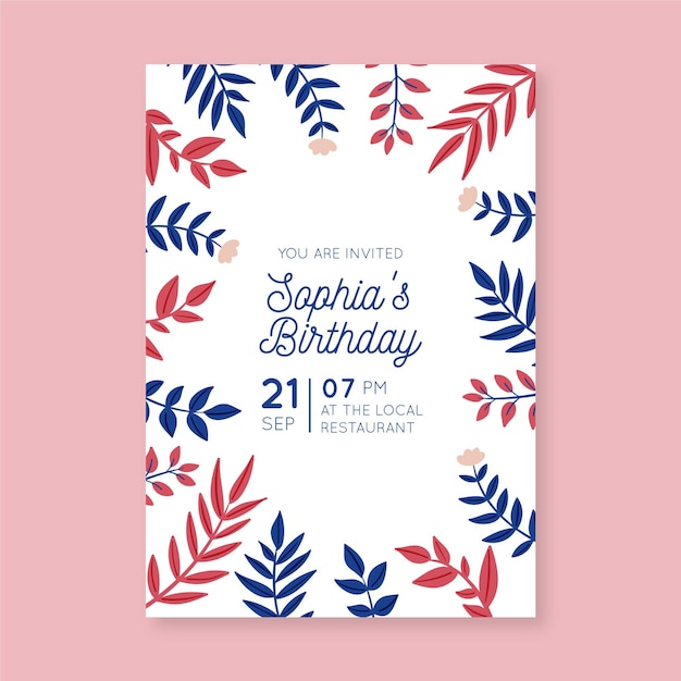 Free vector floral birthday invitation template