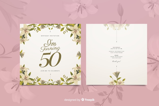 Floral birthday invitation template