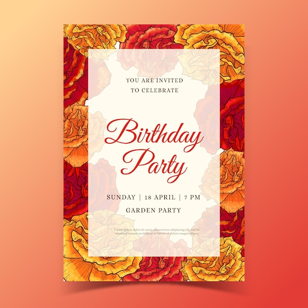 Floral birthday invitation template