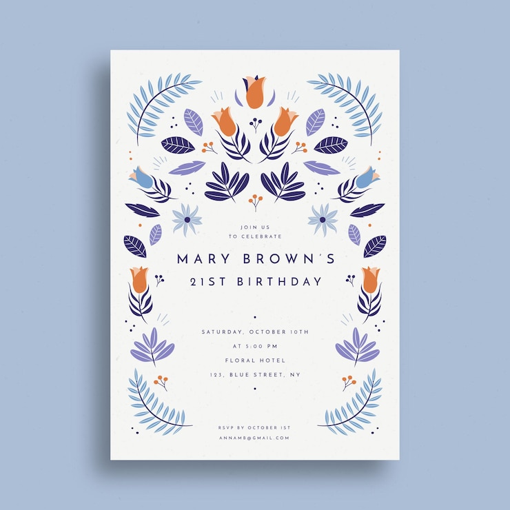 Free Vector floral birthday invitation template