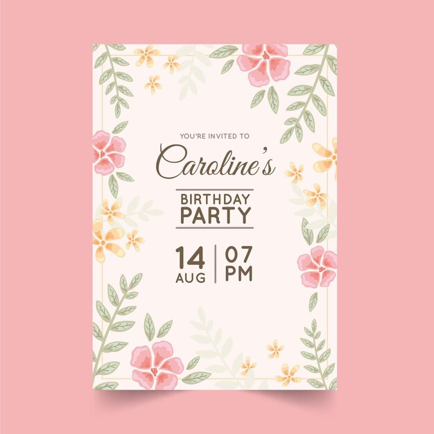 Floral birthday invitation