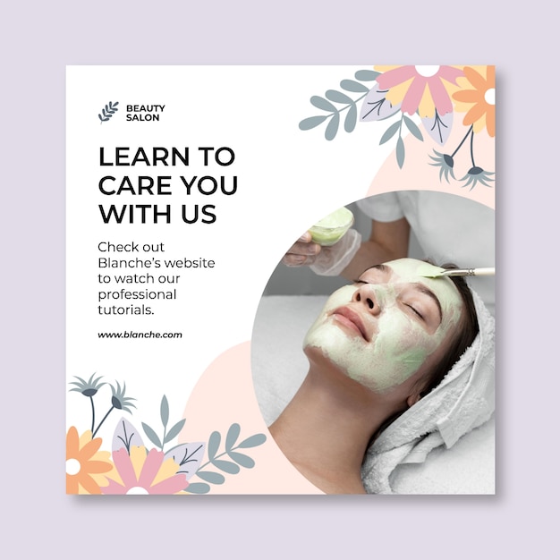 Free vector floral blanche beauty salon social media post template