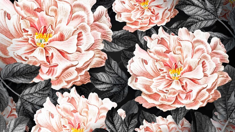 Free Vector | Floral blooming peony wallpaper