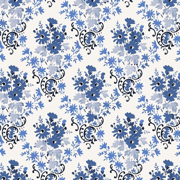 Floral blue vintage style background