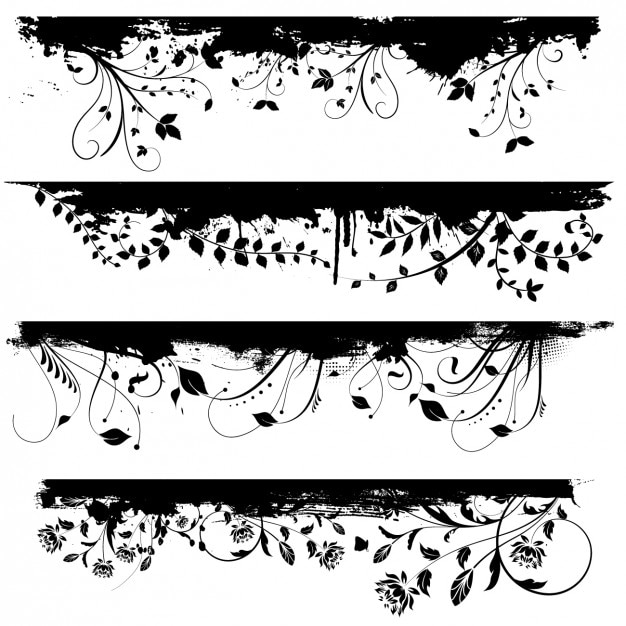 Free vector floral borders in color black