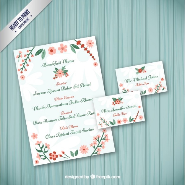 Free vector floral breakfast menu