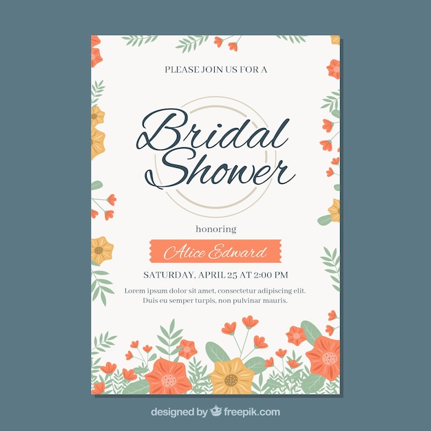 Free vector floral bridal shower party invitation