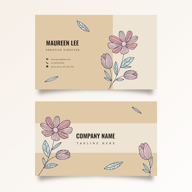 Free vector floral business cards template