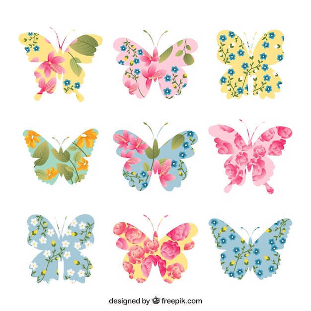 Free Vector floral butterflies