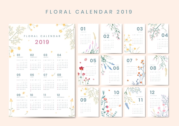Цветочный календарь макет
