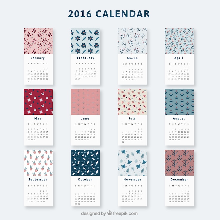 Free Vector floral calendar