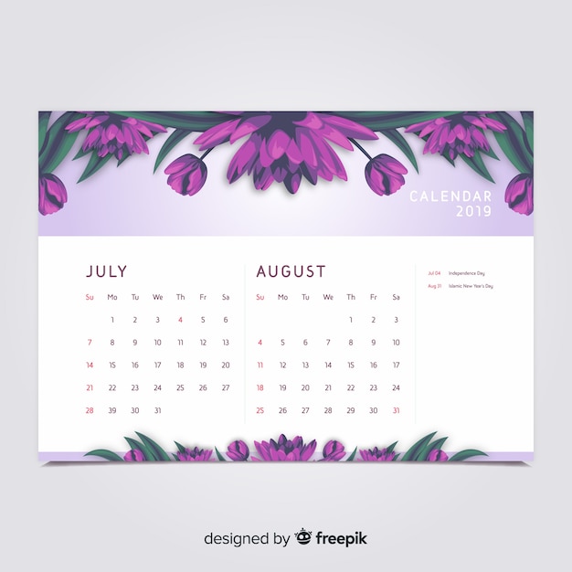 Free vector floral calendar