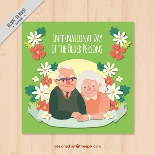 Free vector floral card of international older persons day