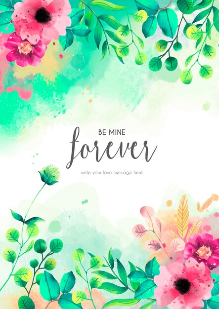 Floral Card Template with Love Message