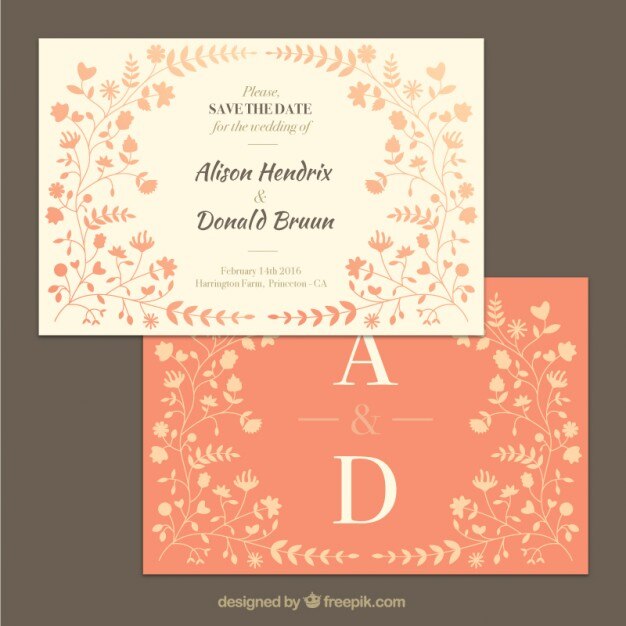 Floral card for wedding