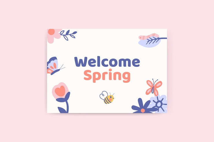 Free Vector floral child-like spring card