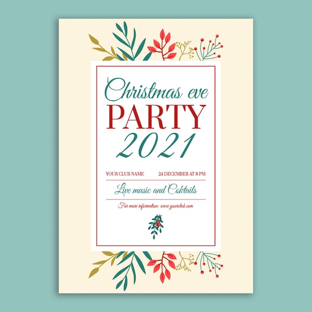 Free vector floral christmas eve poster