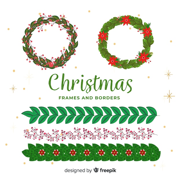 Free vector floral christmas frames and borders collection