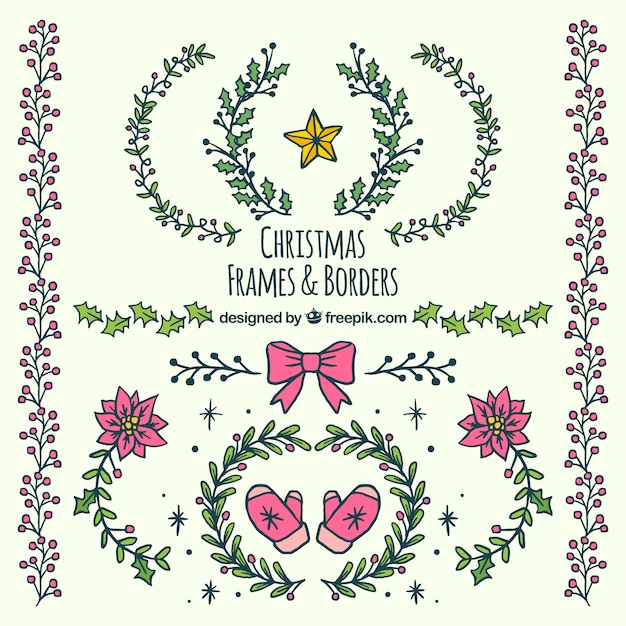 Free vector floral christmas frames and borders