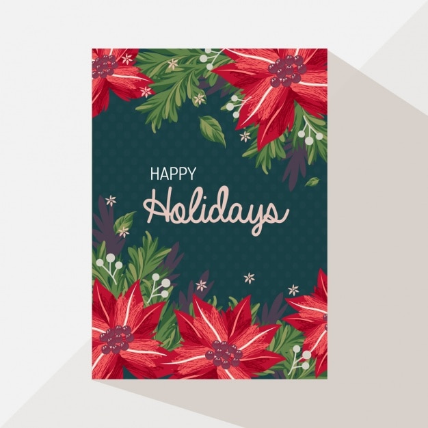 Free vector floral christmas greeting card