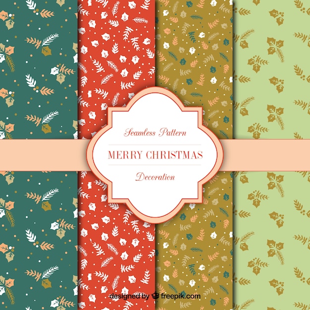 Free vector floral christmas patterns collection