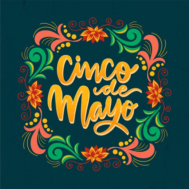 Floral cinco de mayo lettering