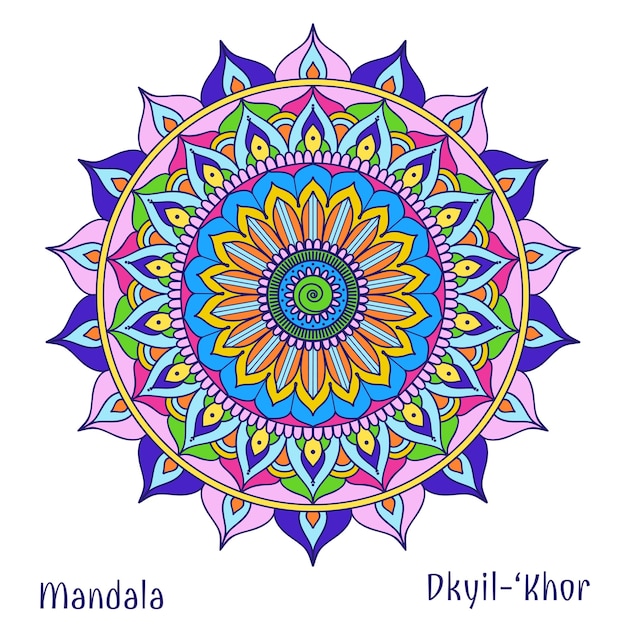 Vettore gratuito cerchio floreale, mandala, simbolo del design, meditazione e fiore, motivo tribale della decorazione. illustrazione vettoriale