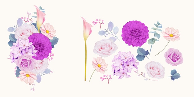 цветочный клипарт фиолетовых цветов