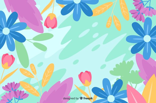 Floral colorful flat design abstract background