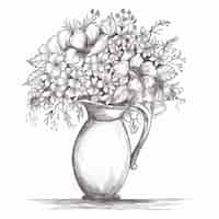 Vettore gratuito composizione floreale. bouquet con piante e fiori primaverili disegnati a mano