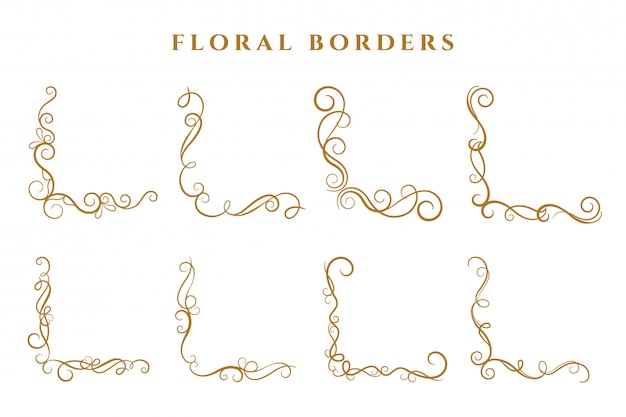 Free vector floral corner borders frame collection ornamental
