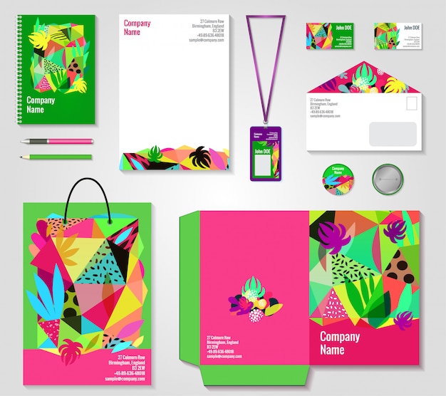 Free vector floral corporate identity templates set