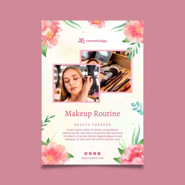 floral cosmetic vertical flyer template