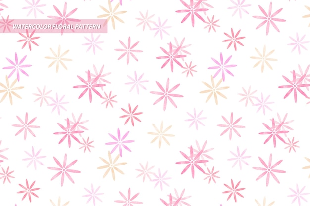 Floral daisy seamless pattern in watercolor style with pink colors