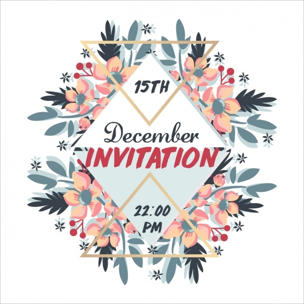 Free vector floral december party invitation poster