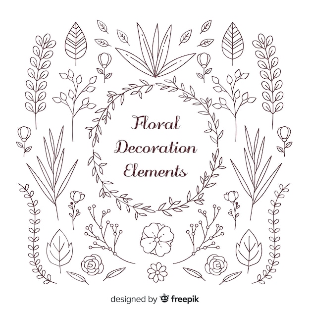 Vettore gratuito collezione di elementi floreali decorativi