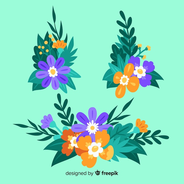 Бесплатное векторное изображение Коллекция цветочных элементов декора