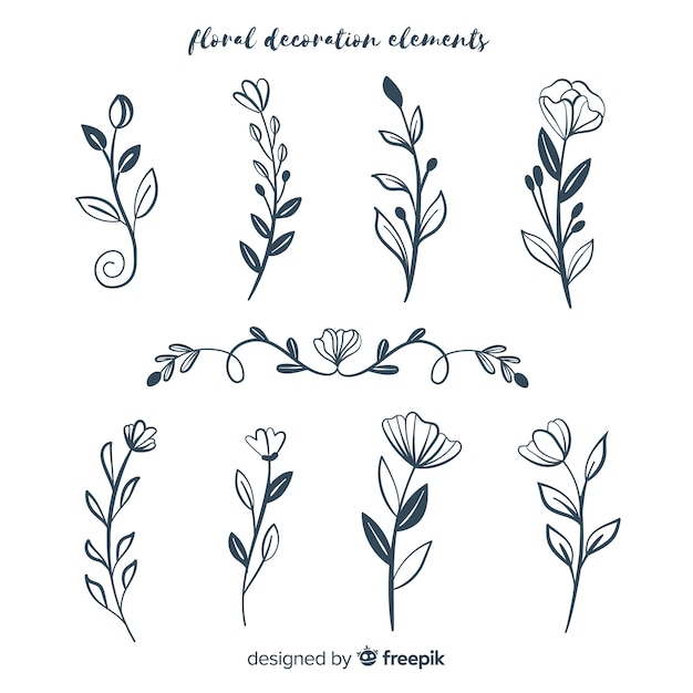 Free vector floral decoration element collection