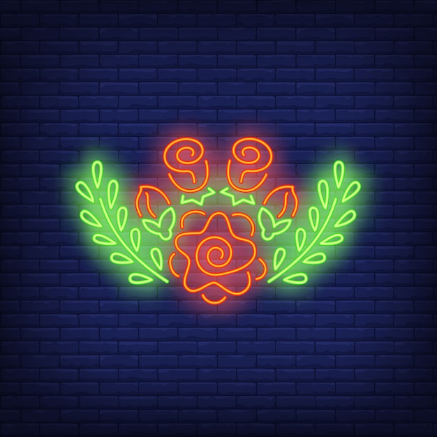 Free vector floral decoration neon sign