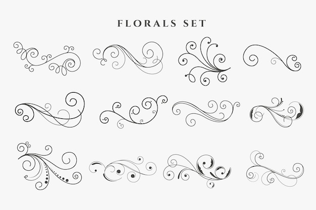 Floral decorative ornaments set design