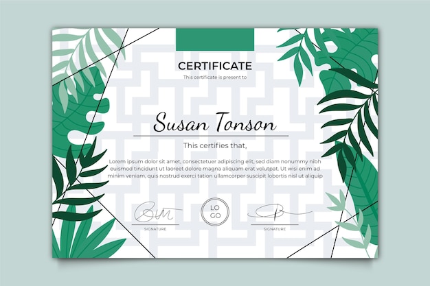 Free vector floral design certificate template