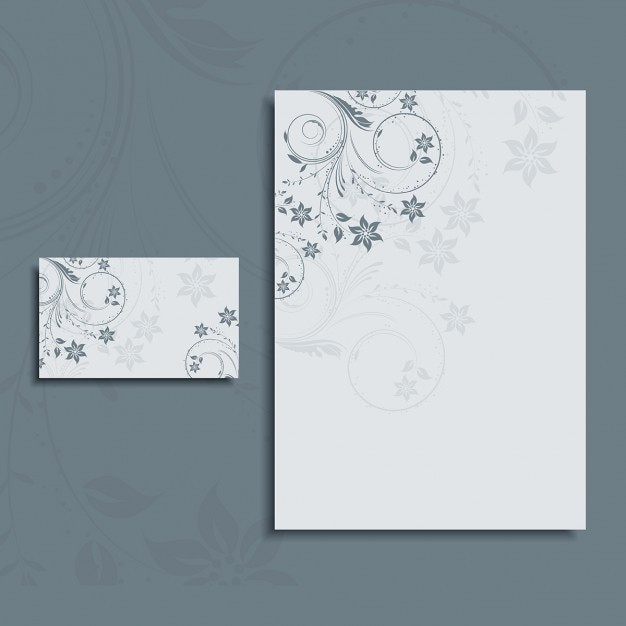 Free vector floral design for a letterhead and business card