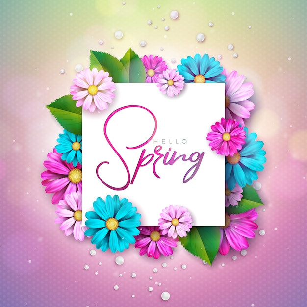 Floral Design Template with Typography Letter