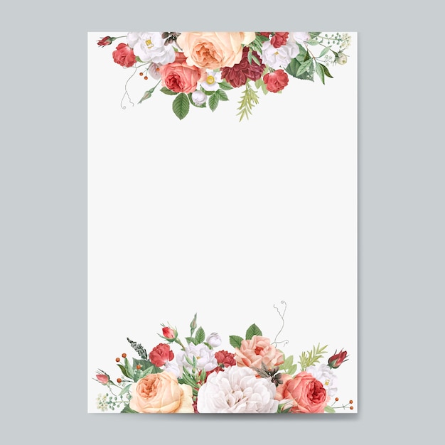 Free vector floral design wedding invitation mockup