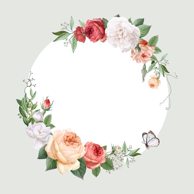 花柄のデザインの結婚式の招待状のモックアップ