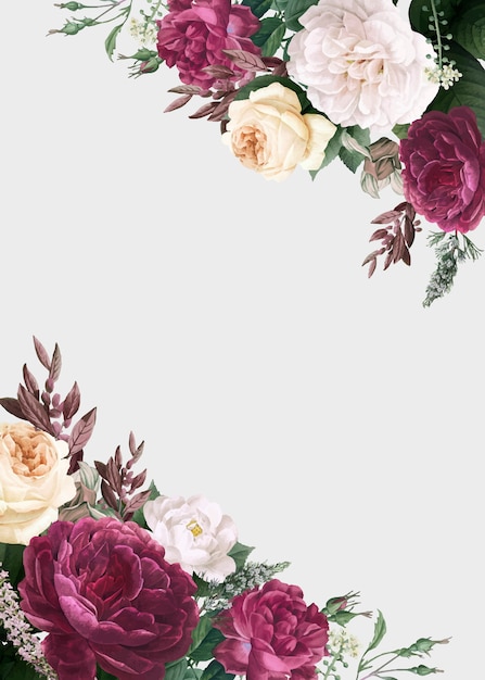 Цветочный дизайн свадебного приглашения макет