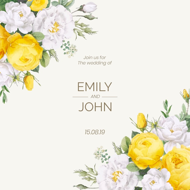 Floral design wedding invitation