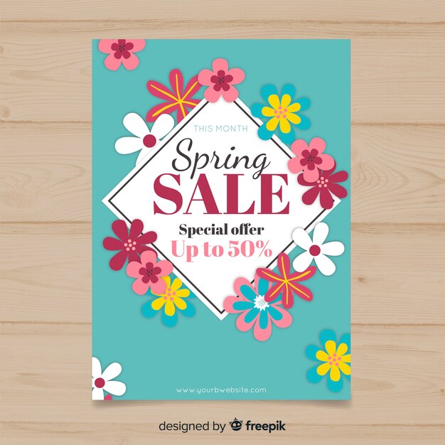 Floral diamond spring sale poster template