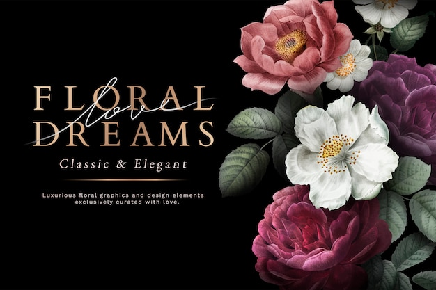 Free vector floral dreams card